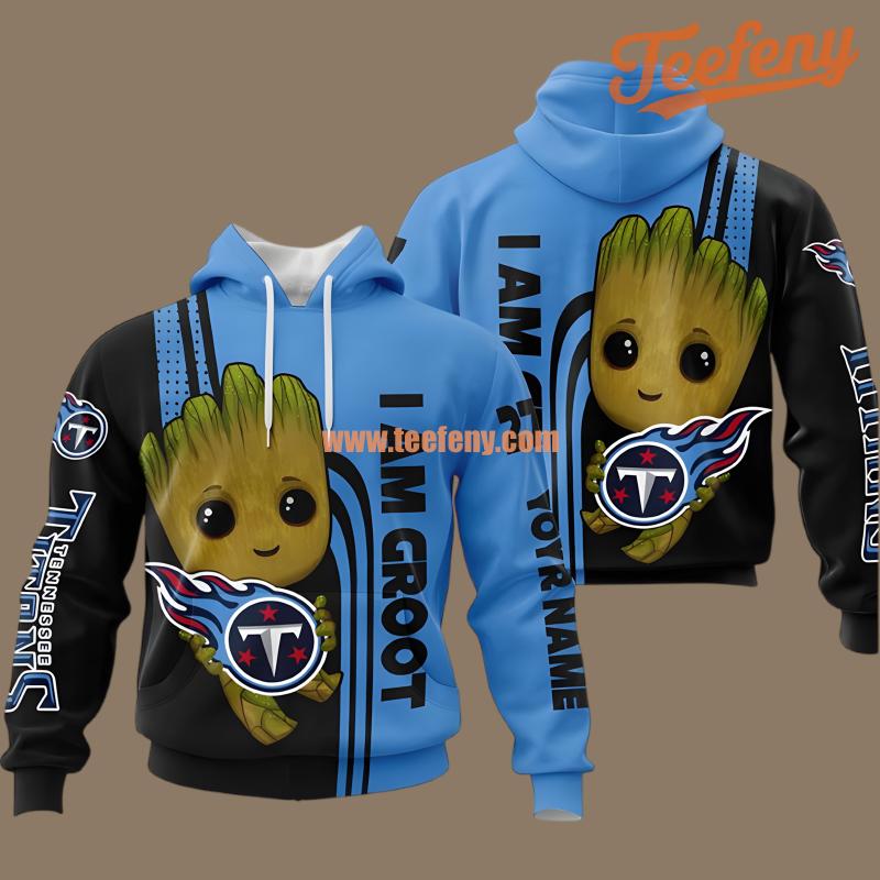 Tennessee Titans And Baby Groot Blue 3D Full Print Hoodie