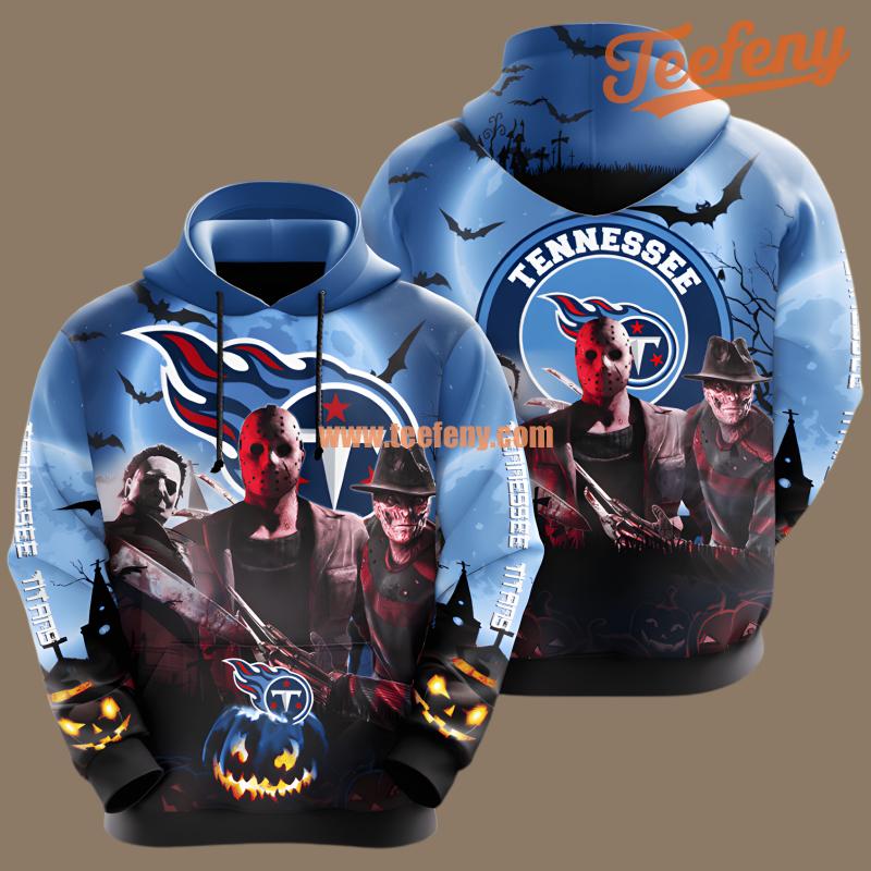 Tennessee Titans And Halloween Killers Team Blue 3D Mens Hoodies