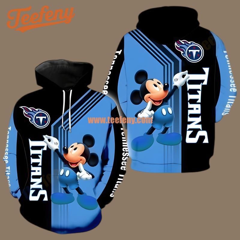 Tennessee Titans And Mickey Mouse Blue 3D Hoodie Printing