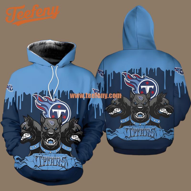 Tennessee Titans And Three Dogs Blue 3D Fashion Hoodie