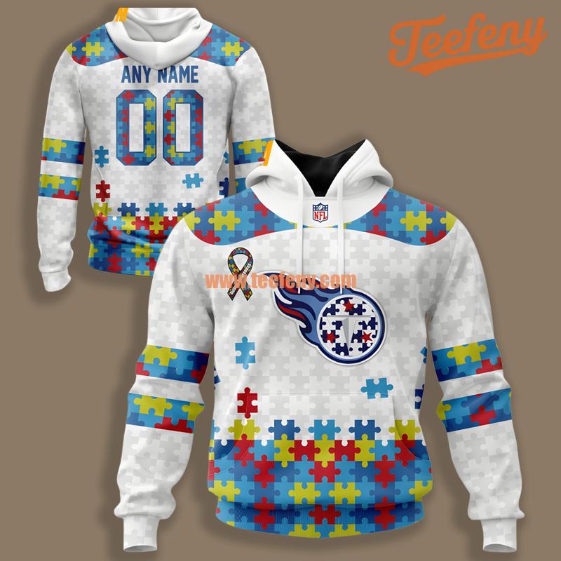 Tennessee Titans Autism Awareness White 3D Boys Hoodie