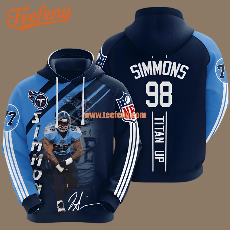 Tennessee Titans Jeffery Simmons Player Blue 3D Full Print Hoodie