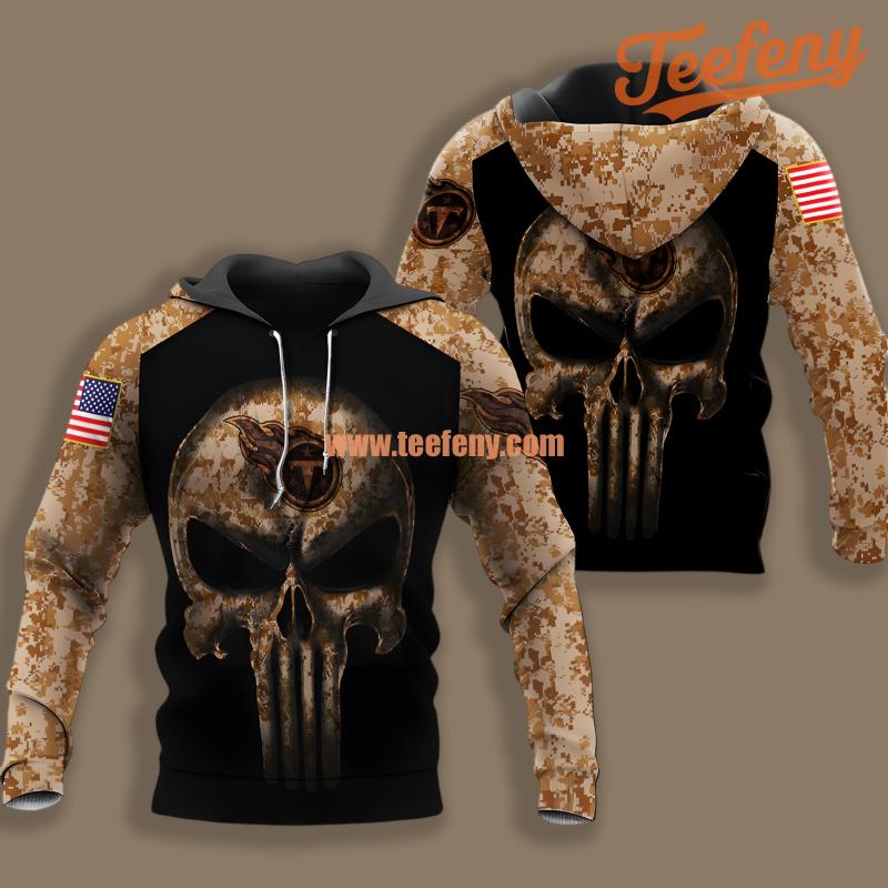 Tennessee Titans Skull Camo Pattern Black Illusion 3D Hoodie