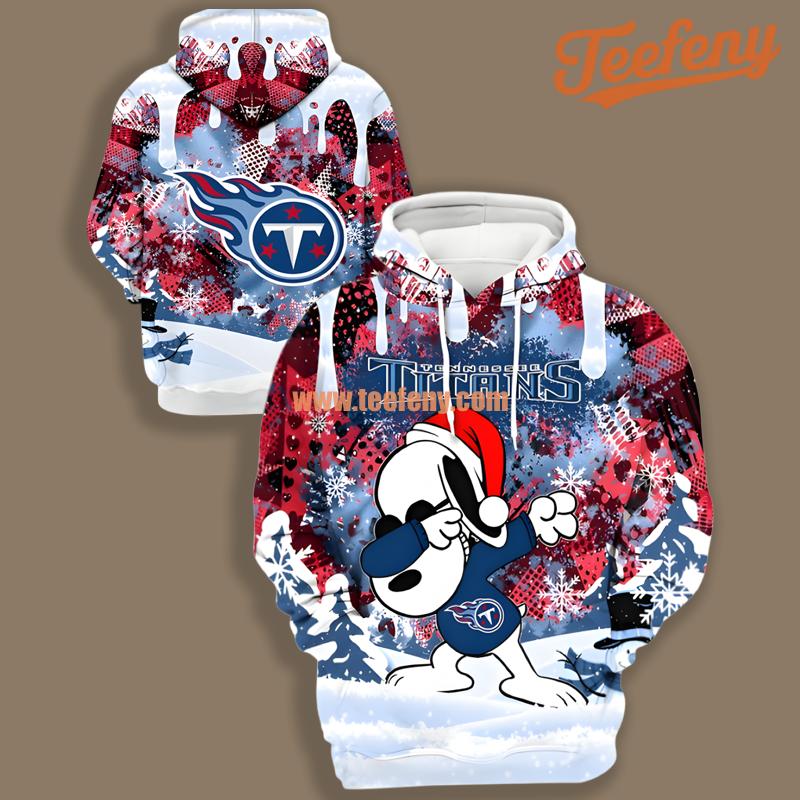 Tennessee Titans Snoopy Dabbing Christmas White For Sale 3D Hoodie