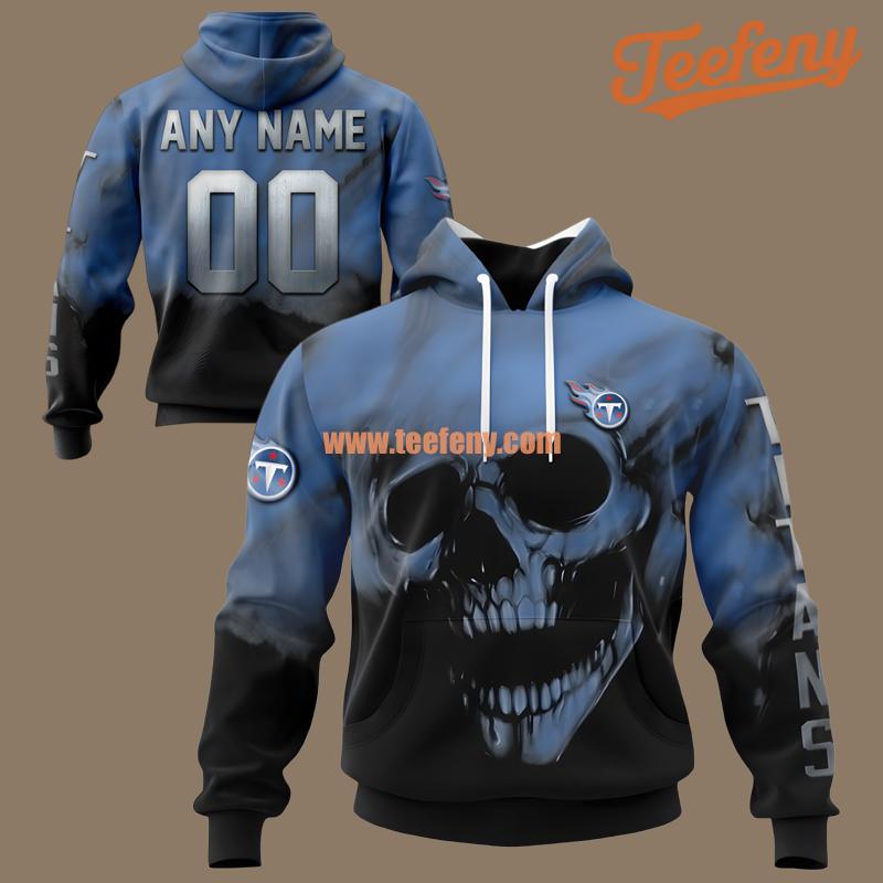 Tennessee Titans Spooky Skull Blue Boys 3D Hoodie