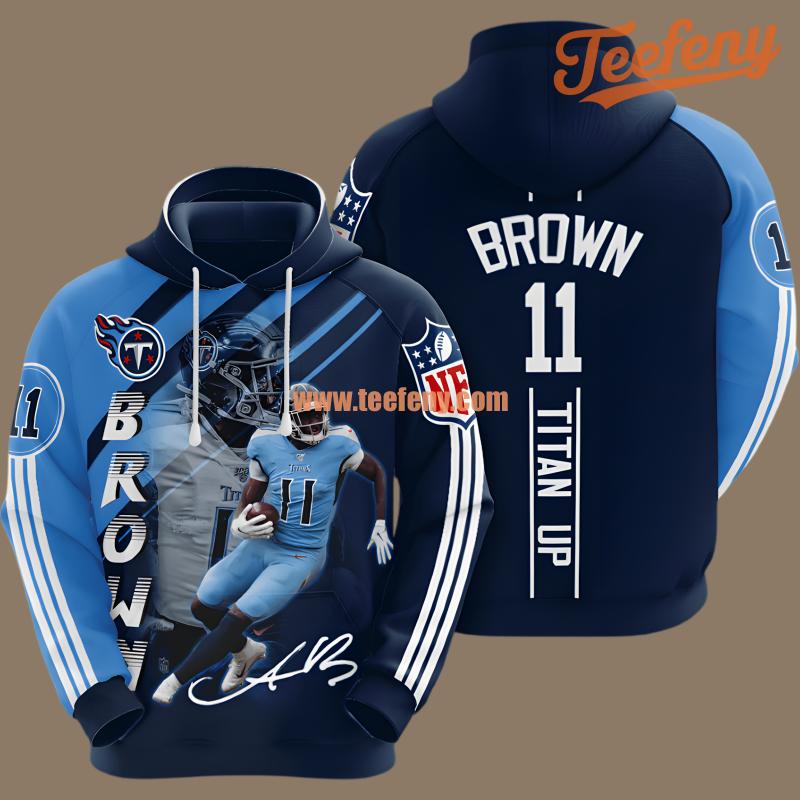 Tennessee Titans Star Aj Brown Player Blue 3D Full Print Hoodie