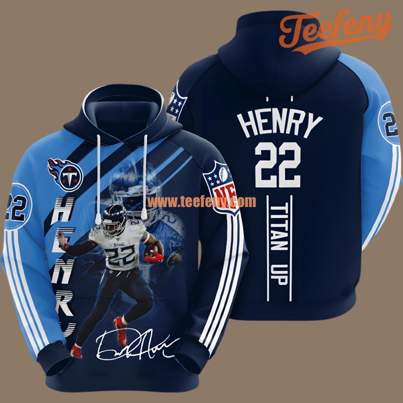 Tennessee Titans Star Derrick Henry Player Blue 3D Zip Up Hoodie