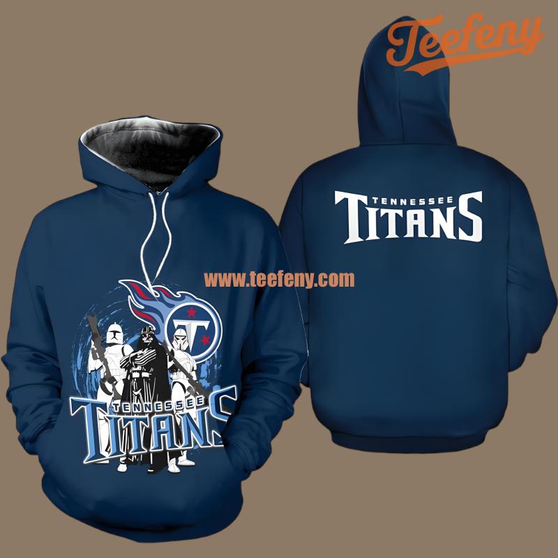 Tennessee Titans Star Wars Team Logo Blue Zip Up 3D Hoodie
