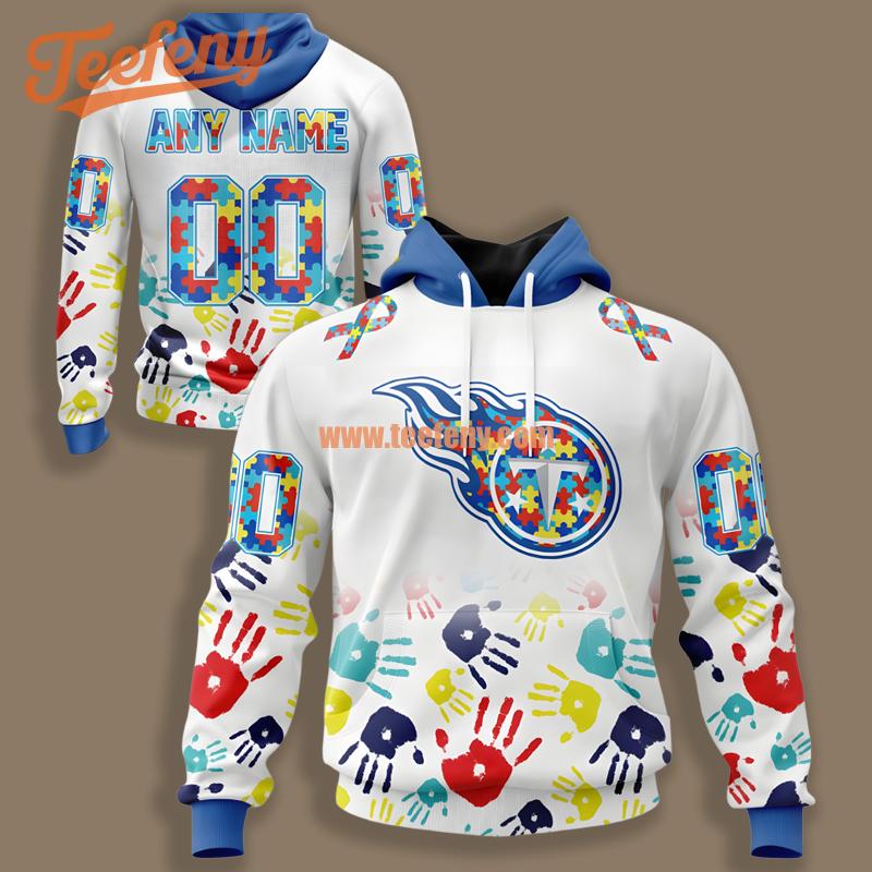 Tennessee Titans Support Autism White 3D Realistic Hoodie