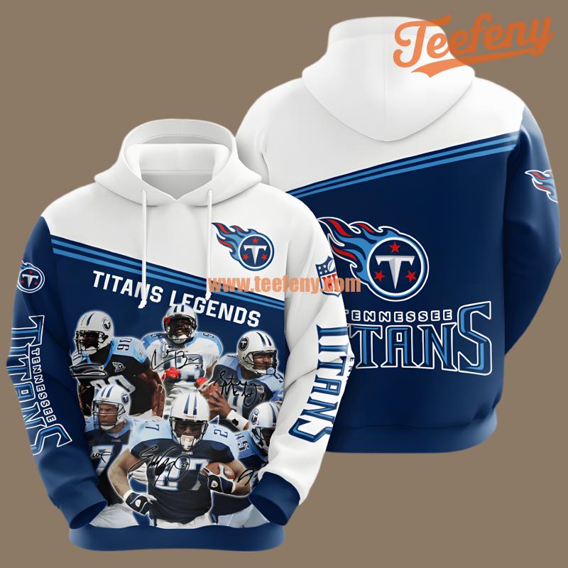 Tennessee Titans The Legend Team White Blue 3D Pattern Hoodie