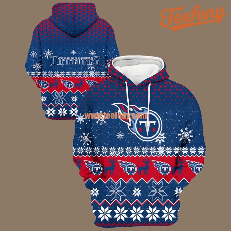 Tennessee Titans Ugly Christmas Blue 3D Graphic Hoodie