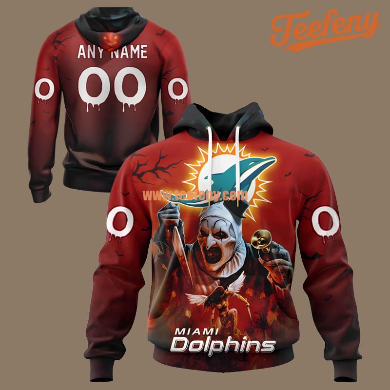 Terrifier Ghoulish Halloween Miami Dolphins Personalized Red 3D Unisex Hoodies