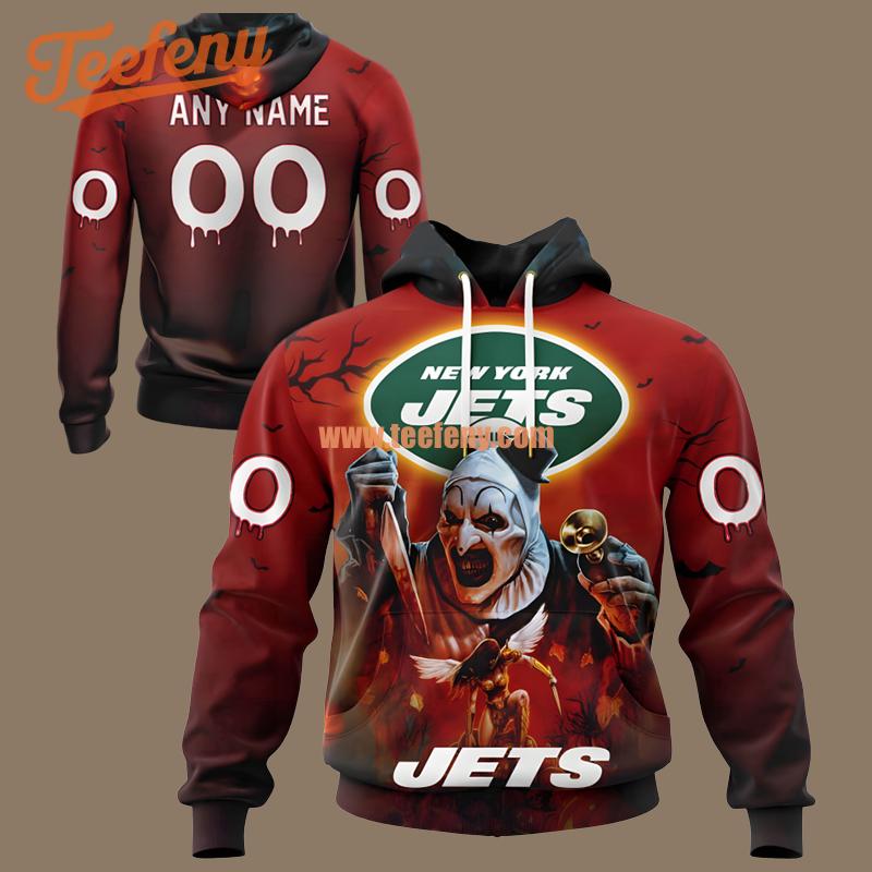 Terrifier Ghoulish Halloween Personalized New York Jets Red 3D Boys Hoodie