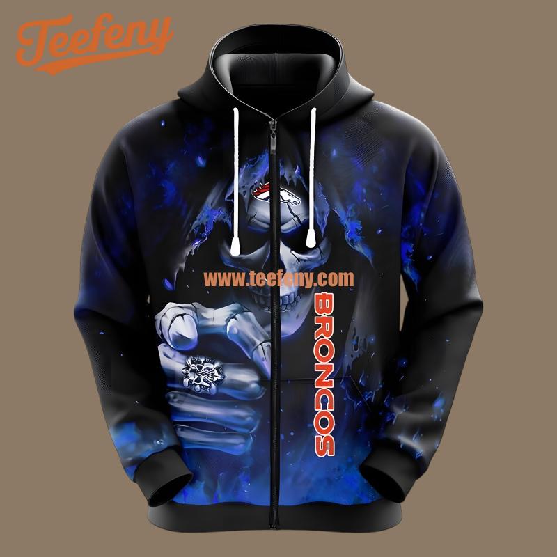 The Death Denver Broncos Blue 3D Hoodie For Men