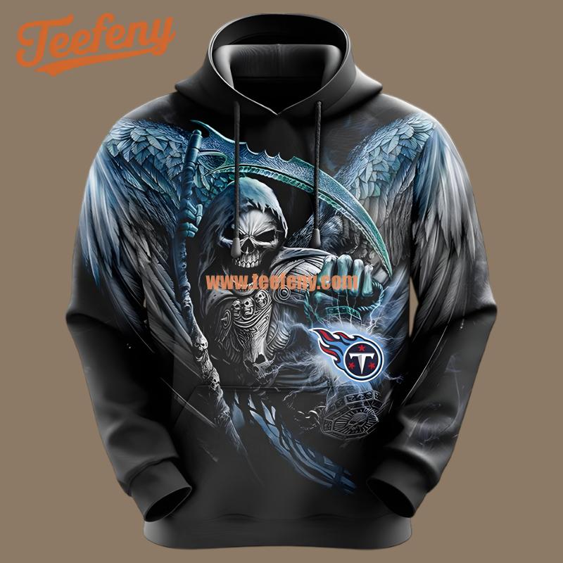 The Death Holding Tennessee Titans Logo Black 3D Hoodie Printing