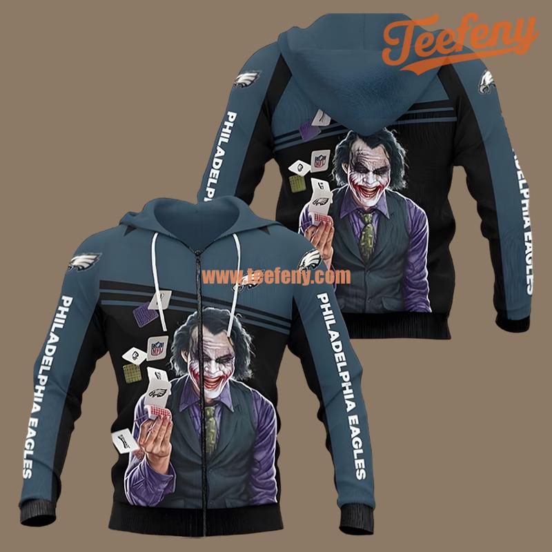 The Joker Philadelphia Eagles Black Blue 3D Full Print Hoodie