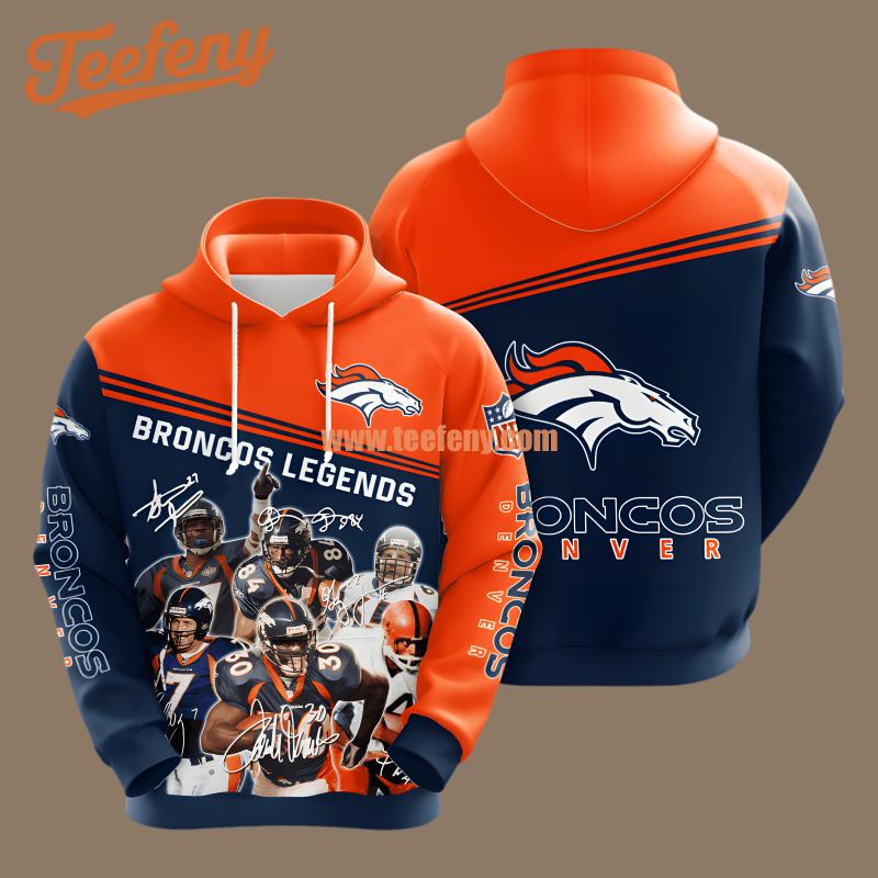 The Legend Team Denver Broncos Orange 3D Zip Up Hoodie