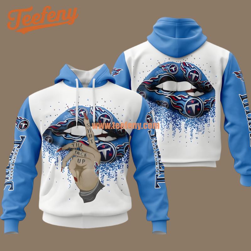 The Lips And Tennessee Titans Logo White Blue 3D Printed Hoodies