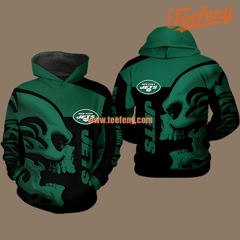 Tribal Skull New York Jets Green Black 3D Novelty Hoodie