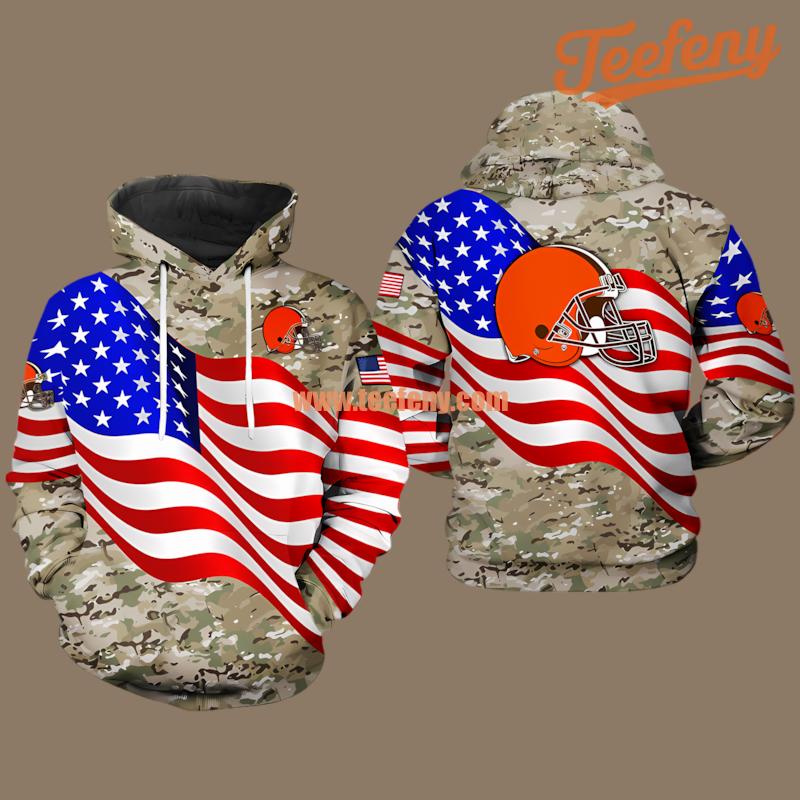 Us Flag Chicago Bears Orange White 3D Printed Hoodies