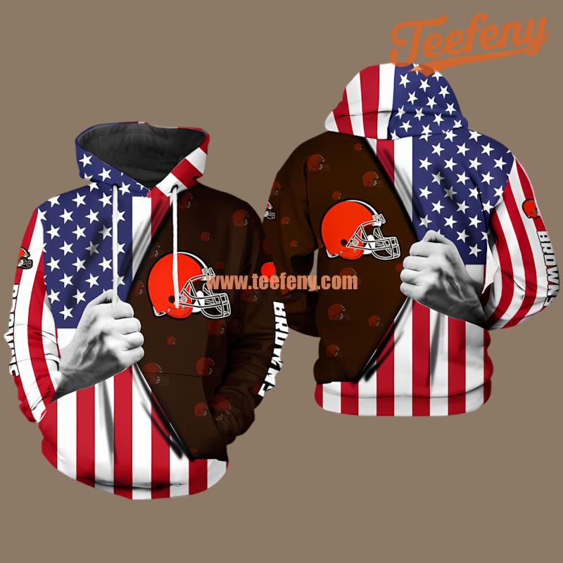 Us Flag Chicago Bears Orange White 3D Printed Hoodies