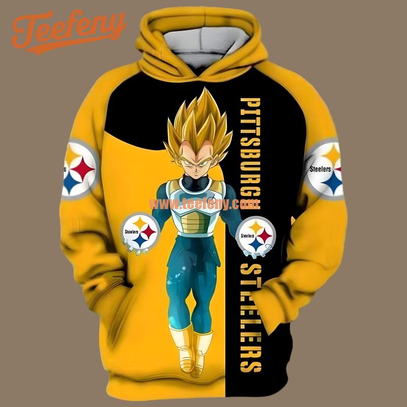 Vegeta Dragon Pittsburgh Steelers Black Yellow 3D Print Hoodies