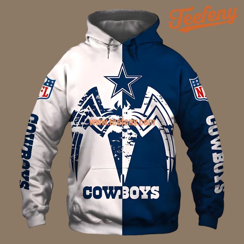 Venom Halloween Dallas Cowboys White Blue 3D Hoodie Printing