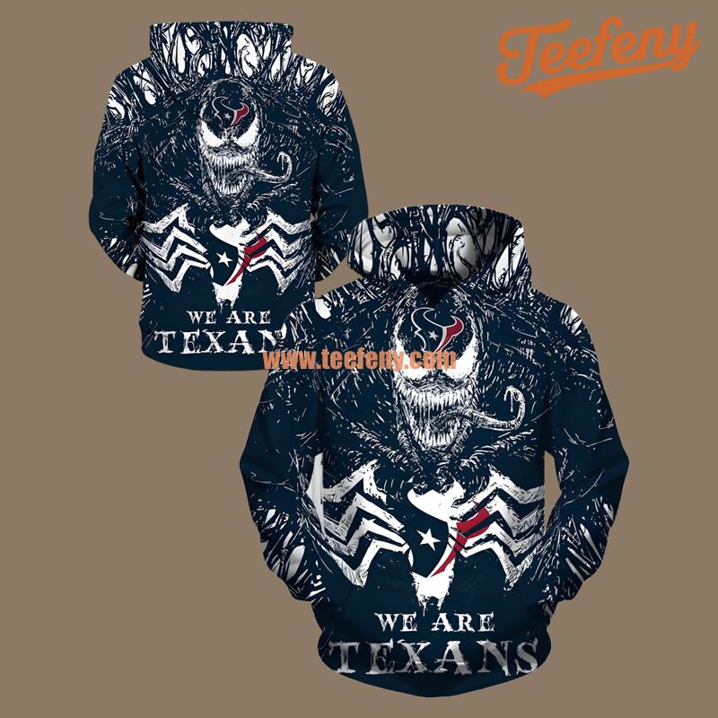Venom Houston Texans Blue 3D Realistic Hoodie
