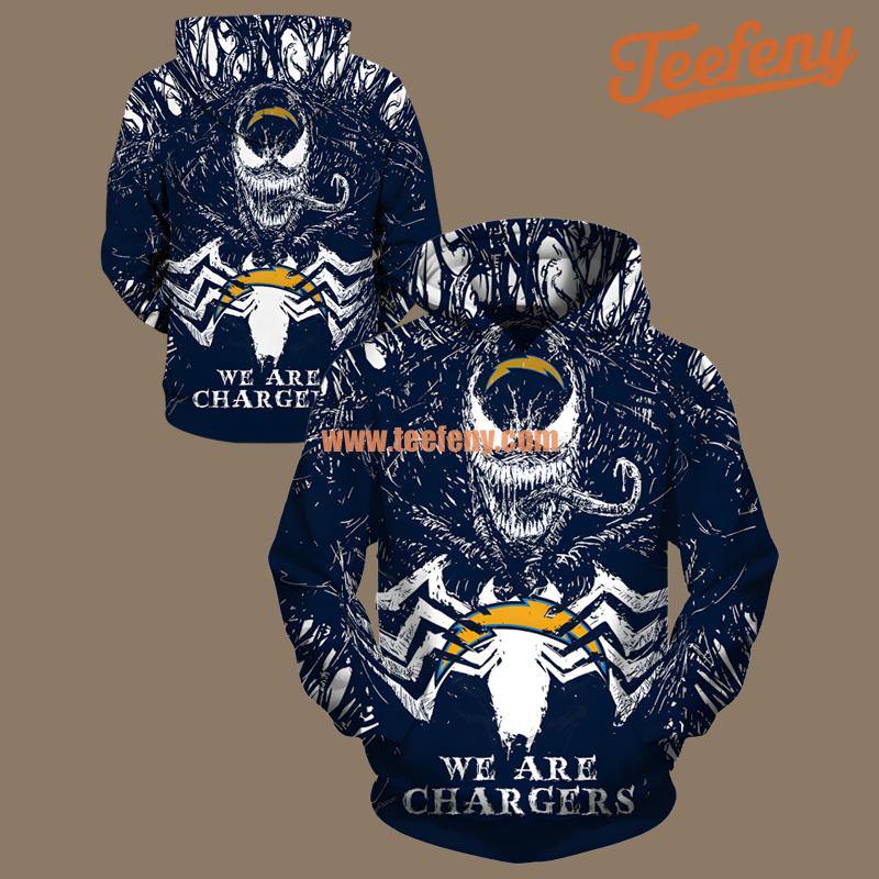 Venom Los Angeles Chargers Blue 3D Print Hoodies