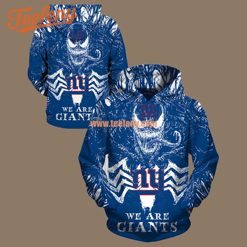 Venom New York Giants White Blue Hoodie 3D Print
