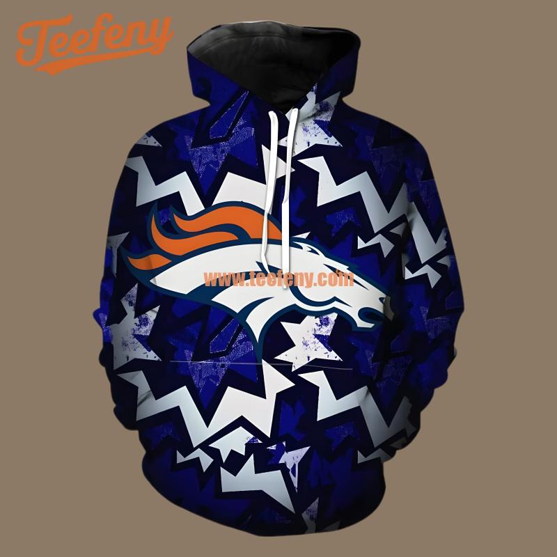 Winter Denver Broncos Blue 3D Realistic Hoodie