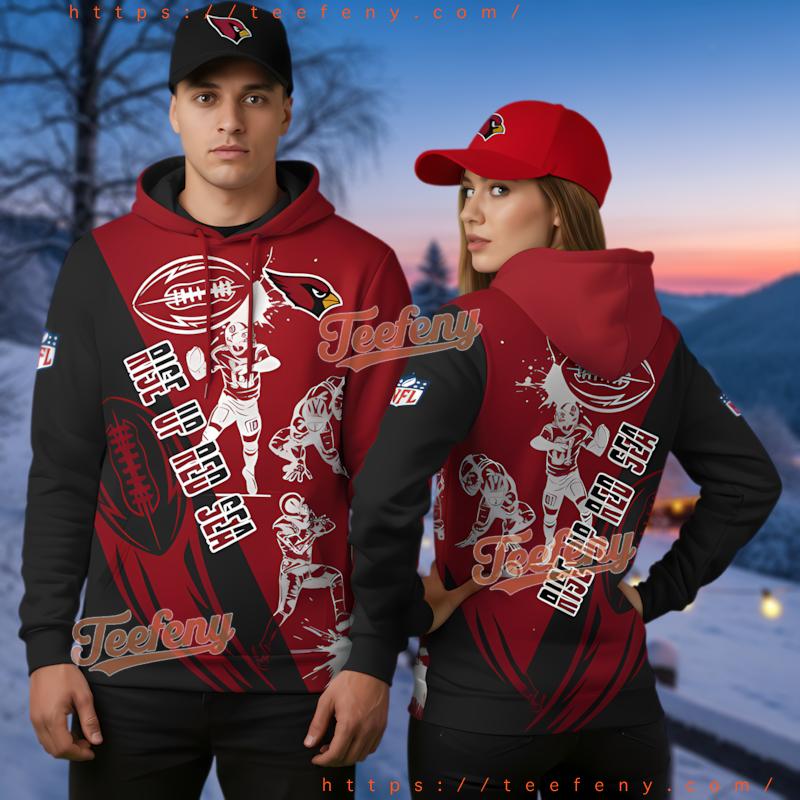 Arizona Cardinals 3D Hoodie Red Black Realistic Design