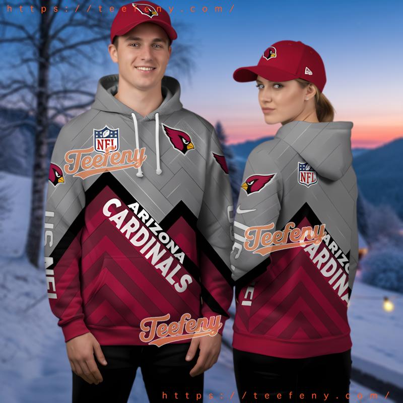 Arizona Cardinals 3D Hoodie Red Grey Graphic Design