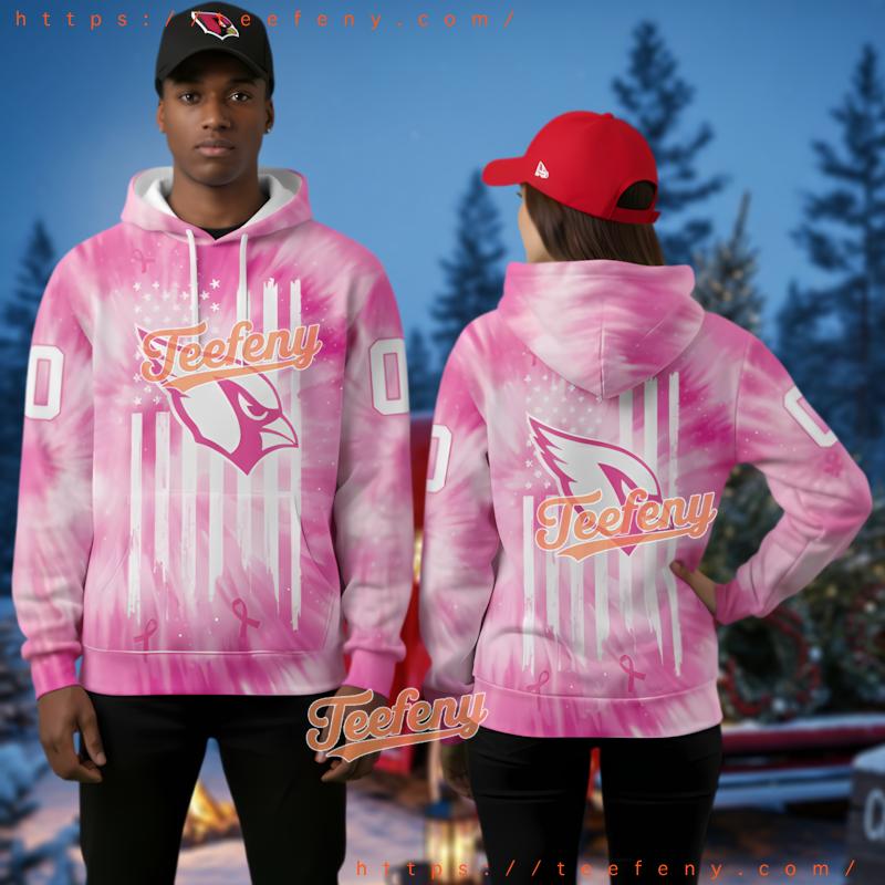 Arizona Cardinals 3D Zip Up Hoodie Pink Logo