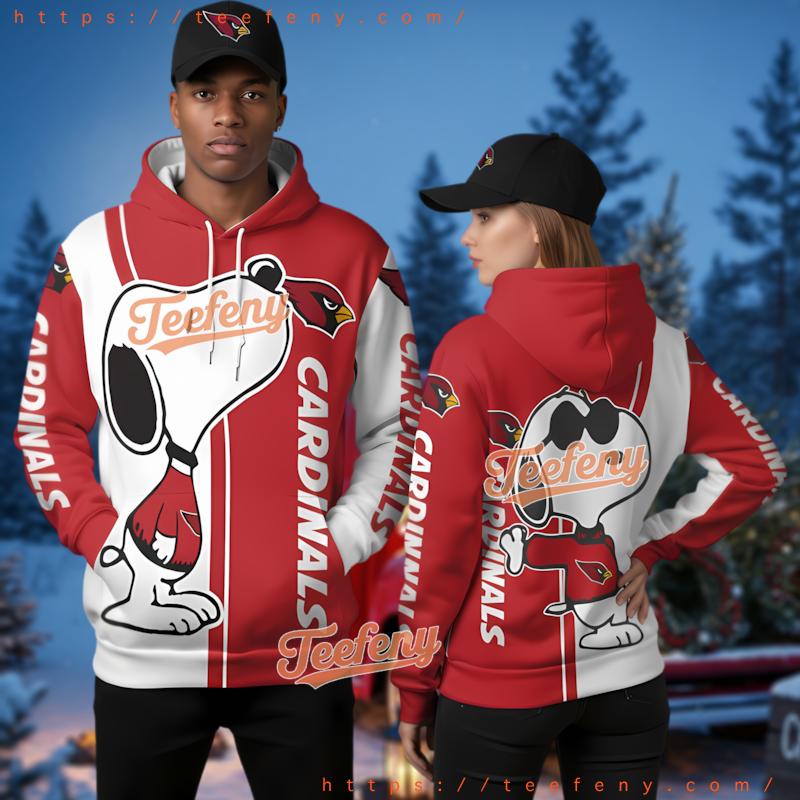 Arizona Cardinals Christmas Snoopy 3D Hoodie For Fans