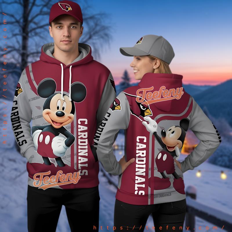 Arizona Cardinals Disney Mickey 3D Hoodie Fashion Style