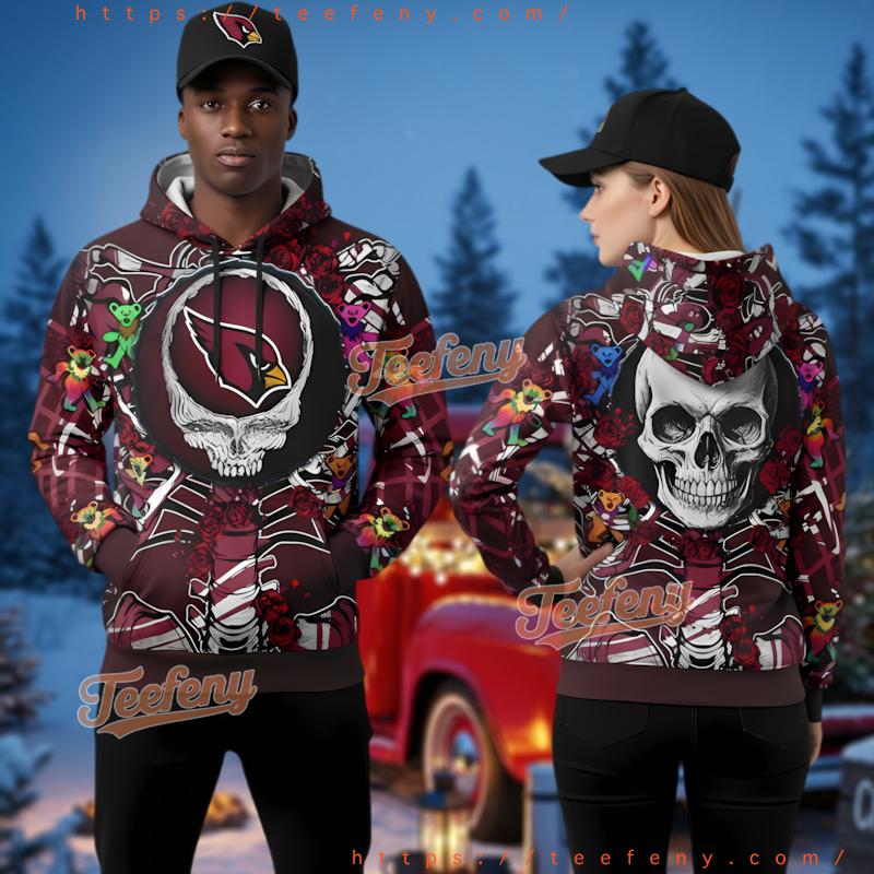 Arizona Cardinals Grateful Dead 3D Zip Up Hoodie