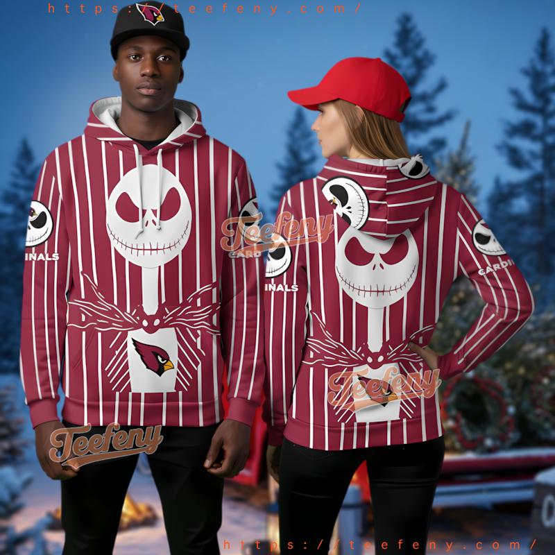 Arizona Cardinals Halloween Jack Skellington 3D Hoodie Printed