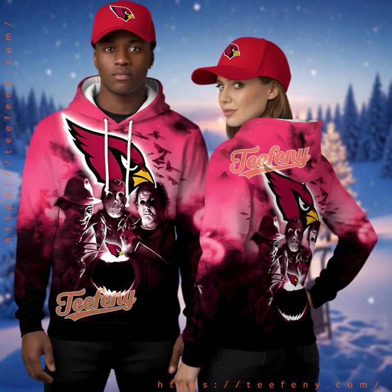 Arizona Cardinals Halloween Michael Myers 3D Zip Hoodie