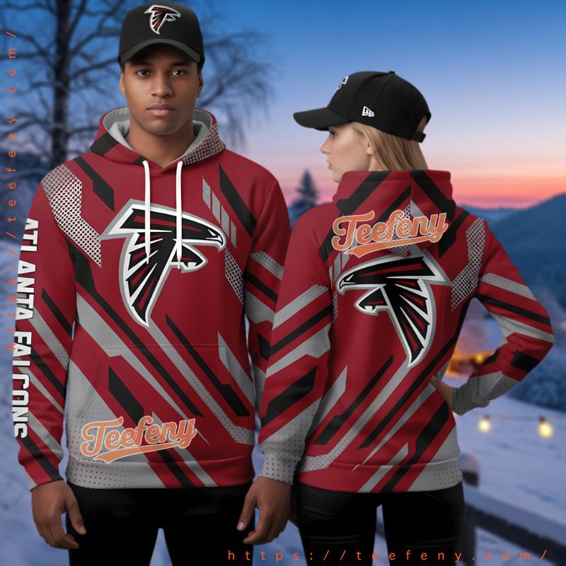 Atlanta Falcons Geometric 3D Hoodie Red Graphic