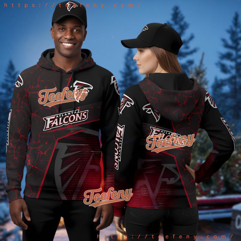 Atlanta Falcons Lightning 3D Hoodie Red Design