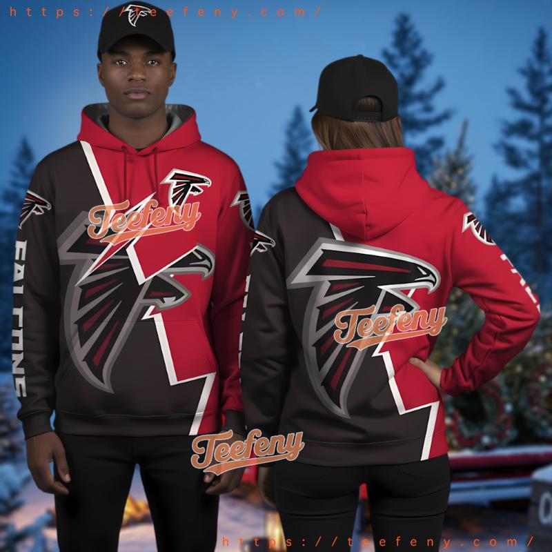Atlanta Falcons Lightning Strike 3D Hoodie Red Black Art