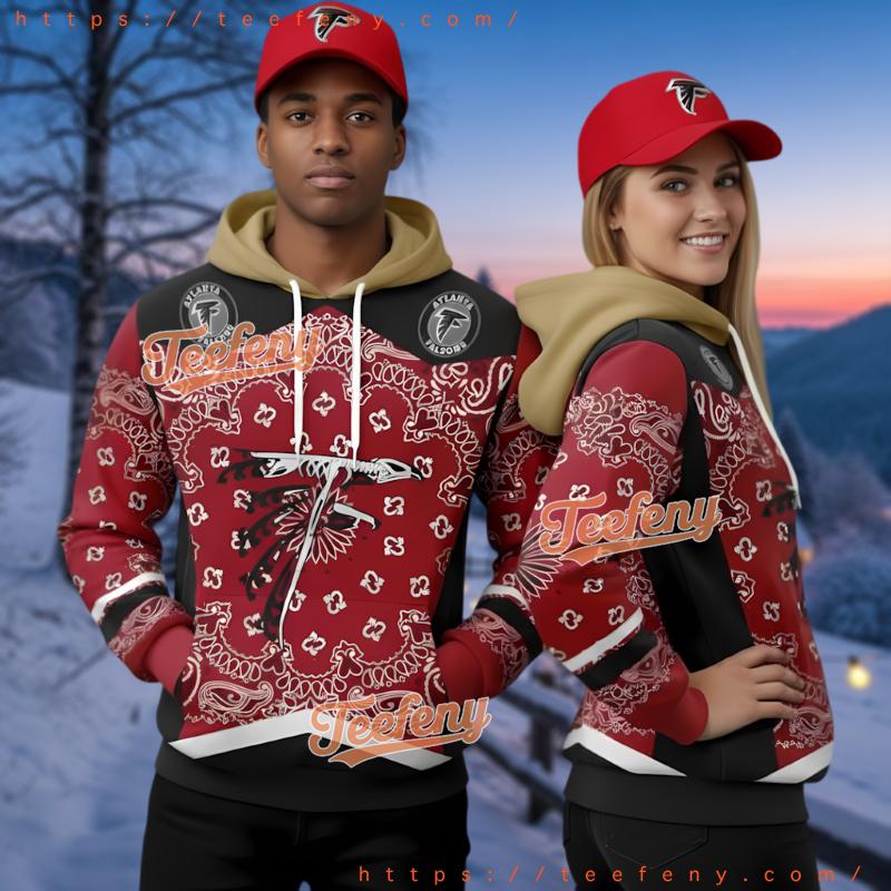 Atlanta Falcons Red Bandana 3D Hoodie Design