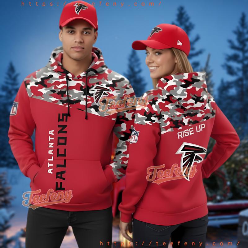 Atlanta Falcons Rise Up Camo 3D Hoodie Red Youth