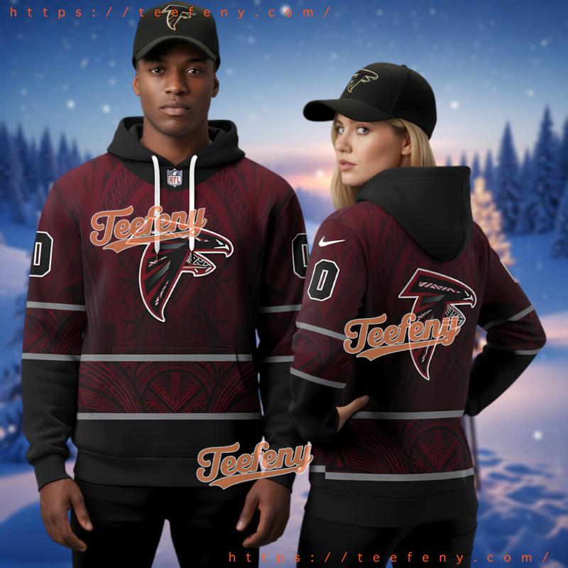 Atlanta Falcons Tribal Pattern 3D Hoodie Red Black Mens