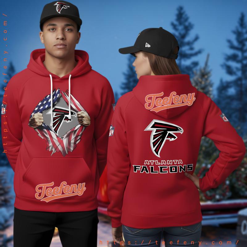 Atlanta Falcons Us Flag Ripped Chest 3D Hoodie Art