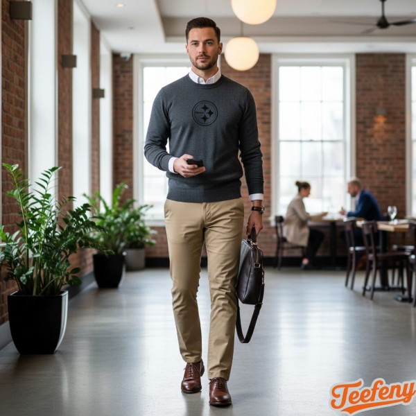 Business Casual Steelers Sweater Outfit