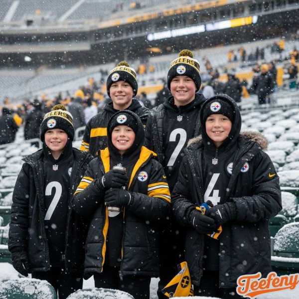Children In Layered Steelers Winter Game Day Outfits