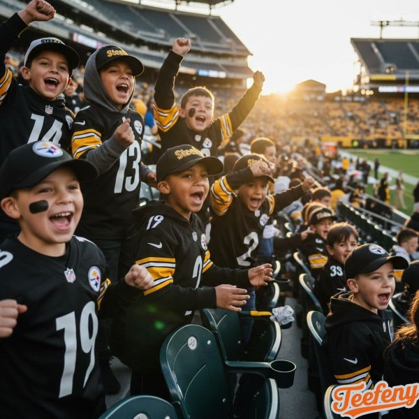 Children Wearing Steelers Jerseys At Football Game