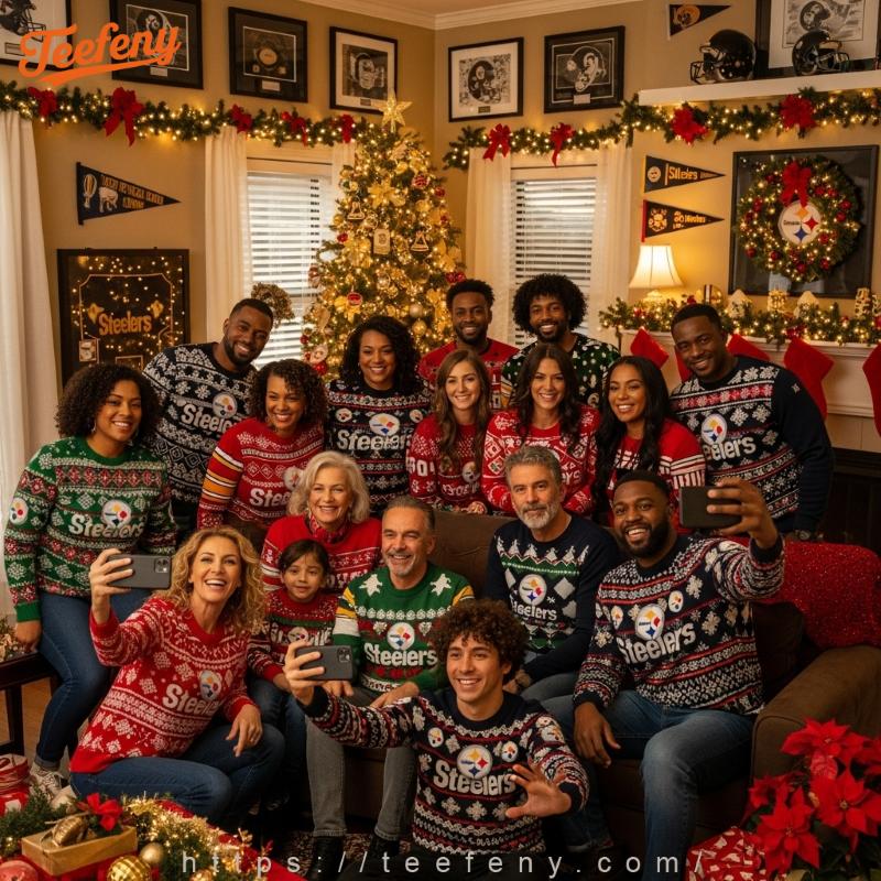 Fans Wearing Pittsburgh Steelers Christmas Sweater Fans Wearing Pittsburgh Steelers Christmas Sweater